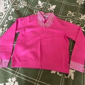 Izod Pink Sweatshirt with Checkered Collar